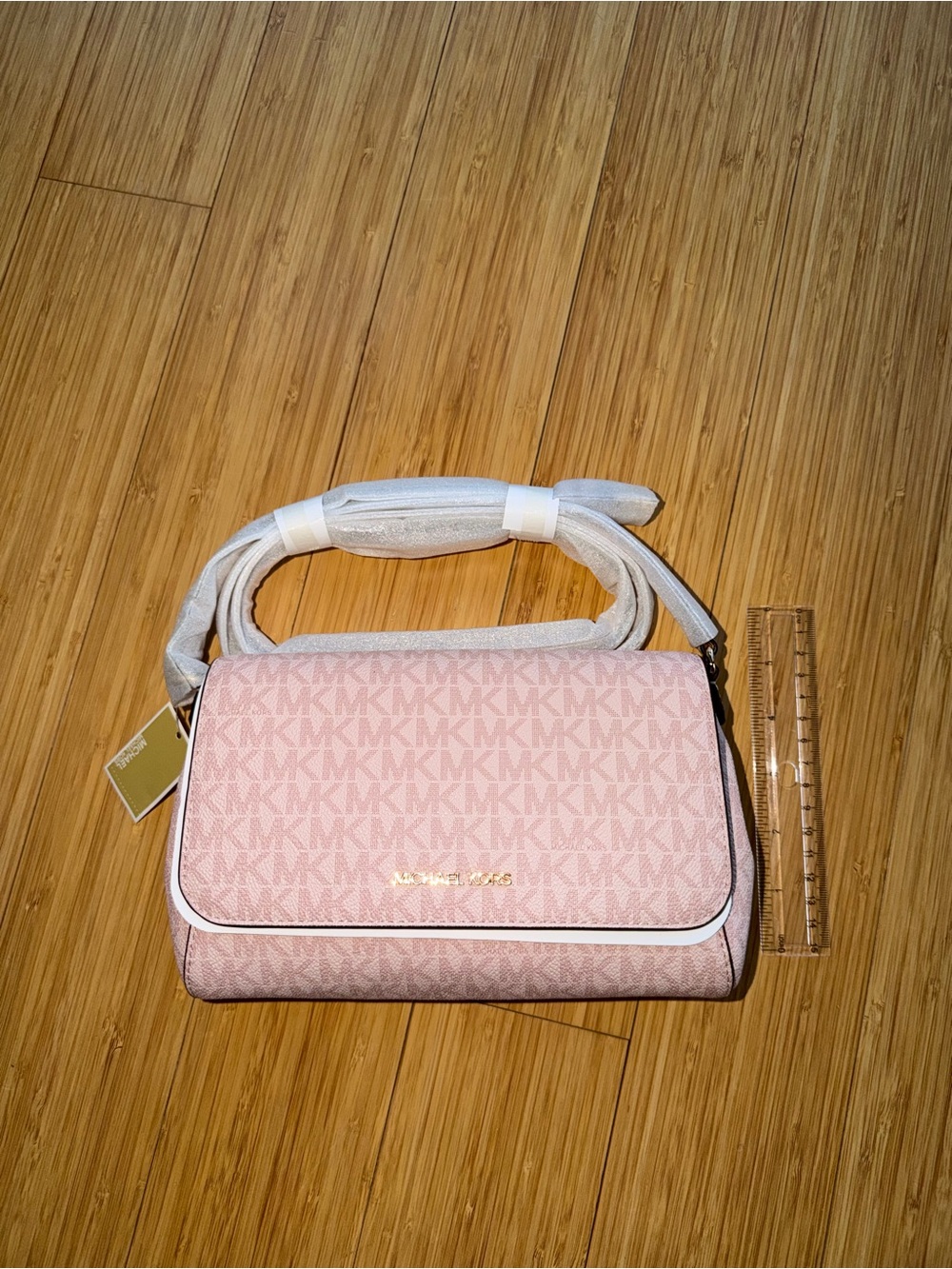 Michael Kors Blush Pink Signature Crossbody with Black Trim - Picture 2 of 8